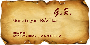 Genzinger Réta névjegykártya